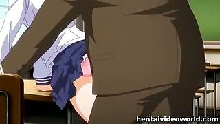 Innocent anime girl fucked on the desk