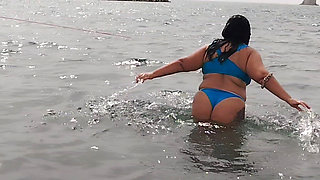 Chubby Latina What a Big Ass on the Beach
