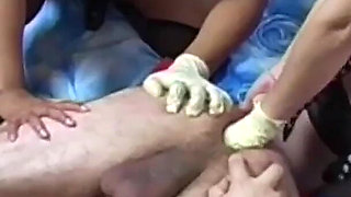 Very Nasty Hand Fisting Two Whores for an Older Dirty Man