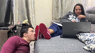 Kiffa Ignores Foot Slave While He Licks Her Sneakers Clean