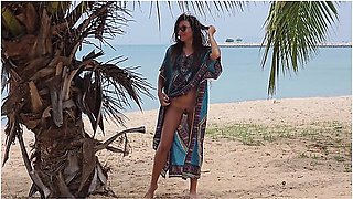 Public Beach Goes Into Nudist Beach # Risky Pee And Totaly Nude On Public Beach