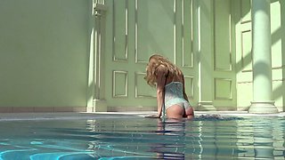 Fabulous well-shaped mermaid Alla Zlatavlaska swims erotically hot in pool
