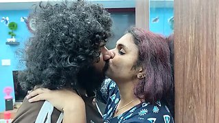 Neck Kiss With Lip Lock In Nighty - Hot Indian Girlfriend Romance
