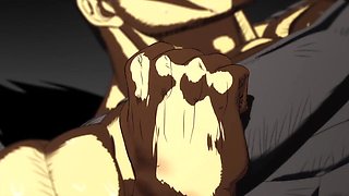 Thrilling animated showdown with fierce passion in a public arena