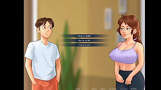 Stepson fantasizes about his landlady's enormous boobs during summertime saga