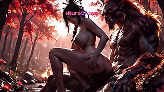 Lulu gets wild goblin gangbang sex in the forest (AI Porn)