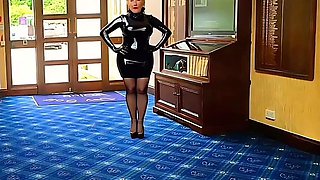 Shiny PVC Skirt High heel Golf Club Entrance Slut Walk inPVC