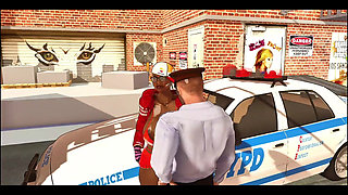 Perverted Cop and Big Boobs Ebony Girl