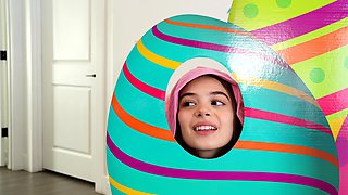 Easter bunny teen stepsister eats stepbrother his big carrot