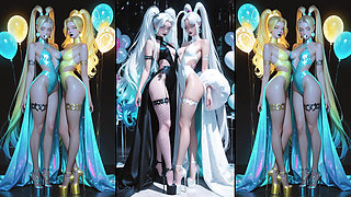 Animes get cum, do cum kissing and swallow