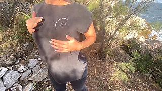Wild ocean beach sex and cum walk