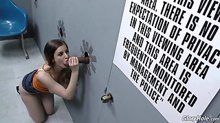 Busty brunette Stella Cox is pleasing bbc through a glory hole