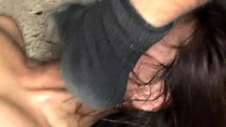 Cute Asian girl fingered and fucked outdoors