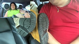 Passenger Toes Worshipped In The Car