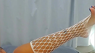 Cute Young Woman in White Lingerie Plays with Her Pussy and Flirts with Her Lovense for the First Time