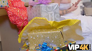 Vip4k. bride stretches her legs in front of the wedding boss