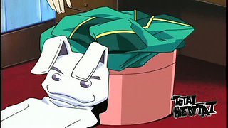 Attractive busty purple haired bitch is good at teasing cunt and cock as well