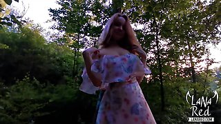 Busty Bitch Blowjob Outdoor Big Dick and Swallow Cum