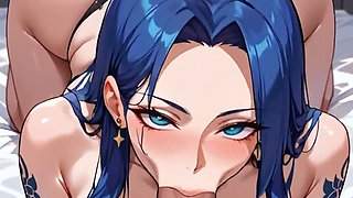 Anime Ai Tattooed Girl Performs Deep Throat
