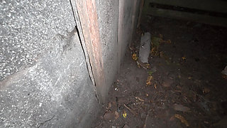 Golden Shower at Night in an Outdoor Shower