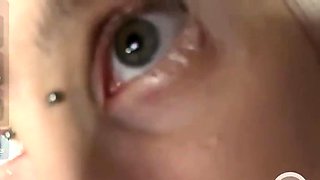 Hot amateur teen girl toying pussy in bed on webcam