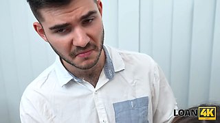 Loan4k. naughty wifey is weary of her fool spouse and pounded a loan manager right in front of him