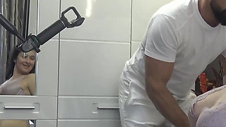 Behind the Scenes of Hairy Mature Lady Sissy Squirting Everywhere After Rough Fuck