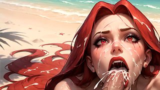 Redheads have a gangbang on the beach and have an