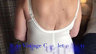 Sexy British Aunty Sandra Shows Off Her Shaved Pussy In Lingerie & Stockings