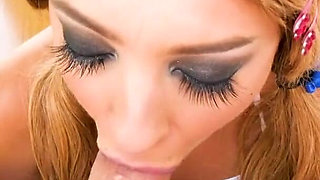 Hot blonde teen Kiarra Kai POV blowjob cum swallow