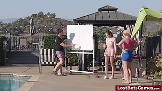 Teen Girls Strip in Wild Pool Game Show After Losing Bet
