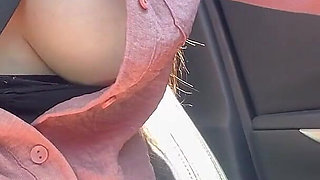 Flashing My Juicy Tits While I Drive Around