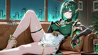 Anime porn, female chastity, bdsm collar