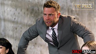 Competition between two buxom mommies