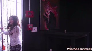 Stepbro assfucking fucks bound stepsis in trio