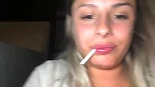 18 Year Old Italian Webcam Star Blonde Fucks Herself with a Lollipop Then Tastes Her Own Squirt