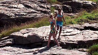 The Waves Crashing Behind Them These Two Scream Out In Ecstasy - Anetta Keys, Tarra White And Alexis Amore