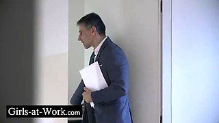 Ambitious Blonde Secretary Fucks Boss in Office Doggy Style
