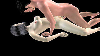 Animated 3D Porn - Asian Man Fucking Beautiful Girl in Missionary Pussy & Ass Creampie