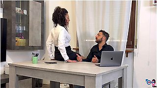 Italian Secretary Gets Her Feet Licked And A Blowjob To Avoid Getting Fired Ita Dialogues With Broken Sluts
