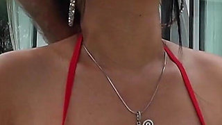 Gorgeous Asian Girl Maki Gobbles up the Bwc by the Pool