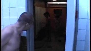 Sluts eat cum after riding two huge cocks together