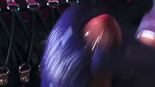 Horny Gloved Babe in Shiny Leather Jerks His Big Cock & Fingers Deep Into His Pisshole Till He Explodes Cum All Over Her Boots