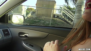 Stranded Teens - Caucasian Farrah Flower Gives Bruno Road Head in the Car Before an Outdoor Sex Session
