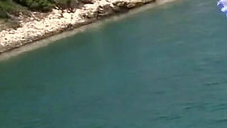 Big Tits Sailor Babe Flashing Outdoors by the Sea