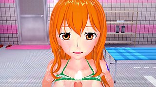 Nami's POV in three-dimensional anime action from One Piece