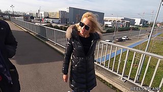 Cherry Kiss unexpectedly meets 2 strangers who fuck her on a bus and DP at the hotel