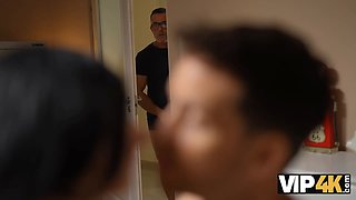 Vip4k. an old man attempts to snoop on britney dutch, but fails clumsily