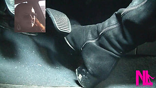 Driving Fast in Black Suede Knee High Boots