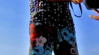 Horny blonde skinny MILF Evy fucked in the ass by strange guys on the beach